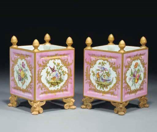 A pair of Sevres-style jardinieres