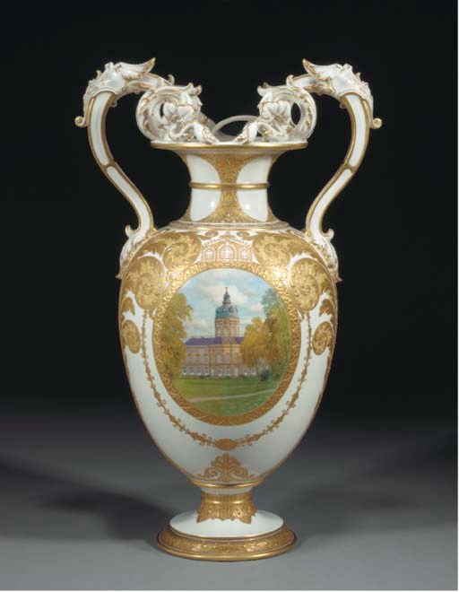 A Berlin (K.P.M) two-handled topographical vase