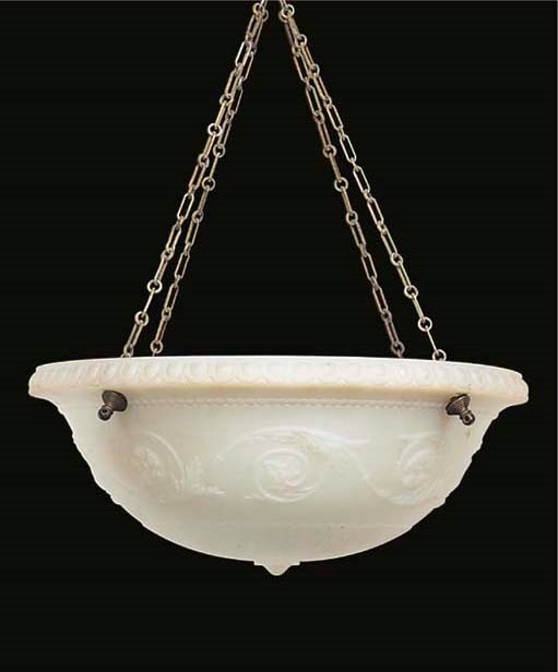 A Continental frosted glass dish light