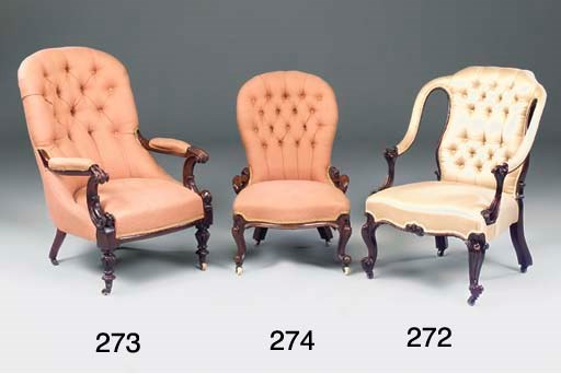A Victorian walnut and upholstered nursing chair