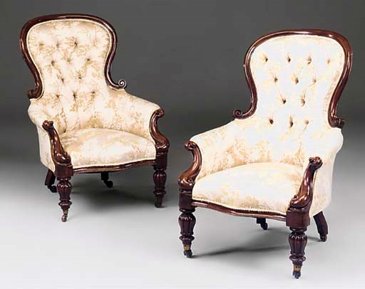 A pair of Victorian upholstered chairs