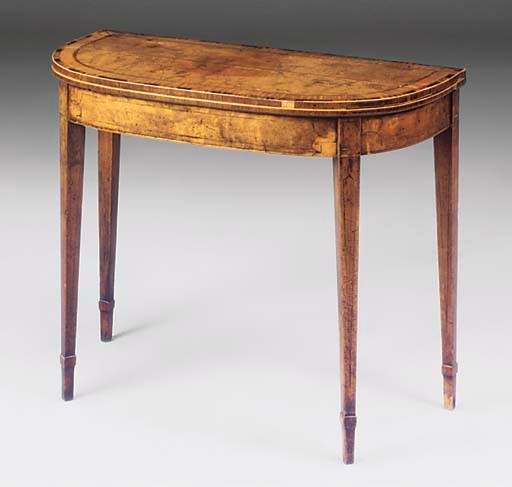A GEORGE III MAHOGANY CROSSBANDED AND INLAID CARD TABLE