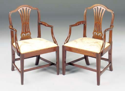 A PAIR OF GEORGE III MAHOGANY ARMCHAIRS