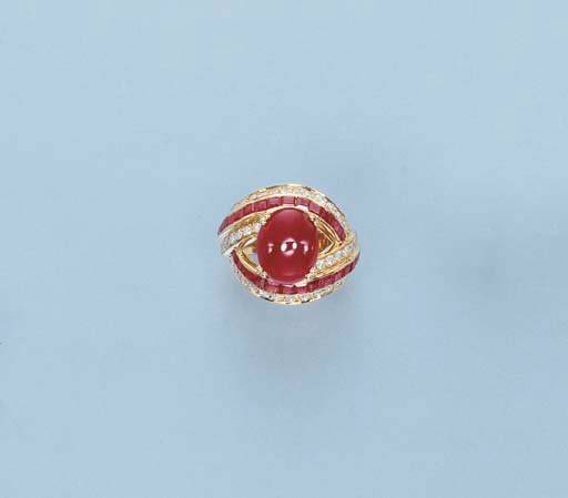 A RUBY AND DIAMOND RING