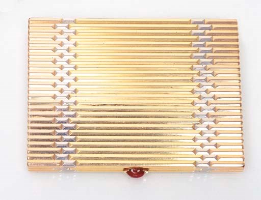A TRI-COLOURED 18K GOLD CIGARETTE CASE, BY CARTIER