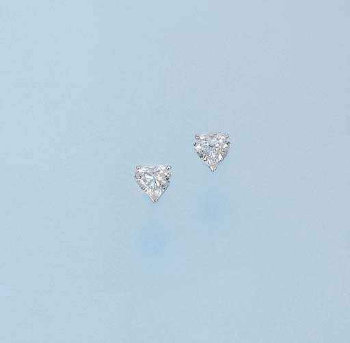 A PAIR OF DIAMOND SINGLE-STONE EAR STUDS