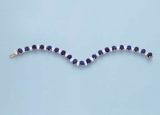 A SAPPHIRE AND DIAMOND BRACELET