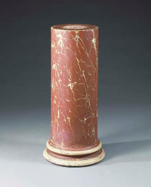 COLONNA IN LEGNO DIPINTO A FINTO MARMO,