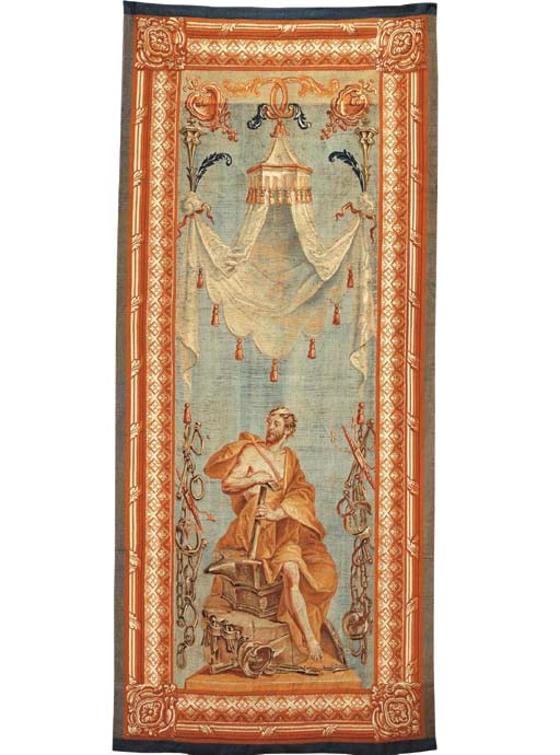 ENTRE FINETRE AUBUSSON TESSUTO IN POLICROMIA, METÀ SECOLO XVIII,