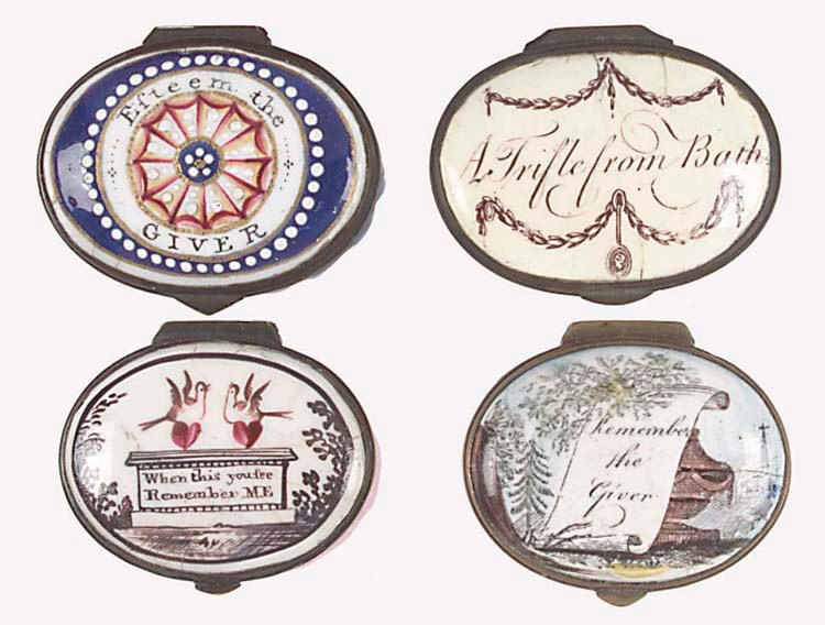 Five various enamel patch boxes
