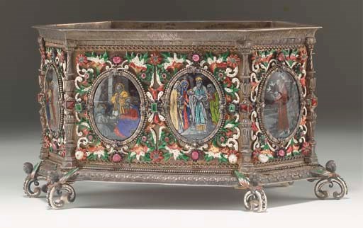 A Renaissance-style silver-gilt casket base