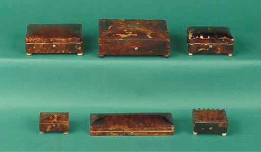 (6) Six variously-sized tortoiseshell boxes
