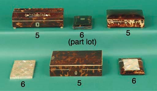 (5)  Three rectangular tortoiseshell and mother-of-pearl card-holders
