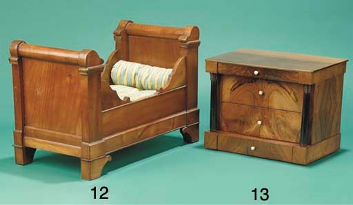 A French cherrywood miniature bed