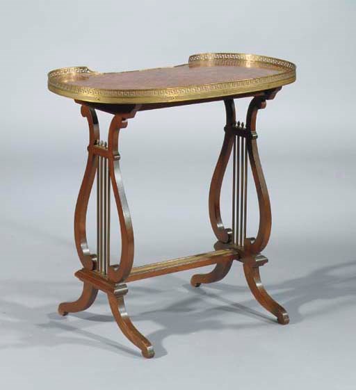 A French mahogany and parquetry side table