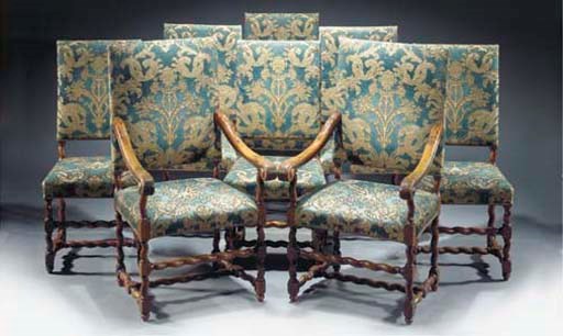 (8) A set of eight Dutch walnut dining-chairs