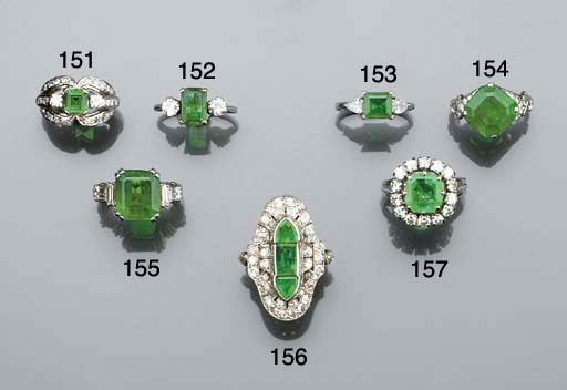 An emerald and diamond ring,