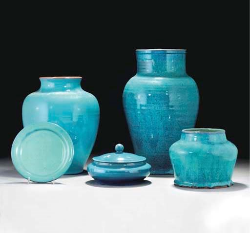 A CSA CHINESE BLUE GLAZED VASE DESIGNED BY JOHN ADAMS, c.1925