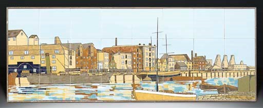 A POOLE POTTERY QUAYSIDE TILE PANEL, c.1960