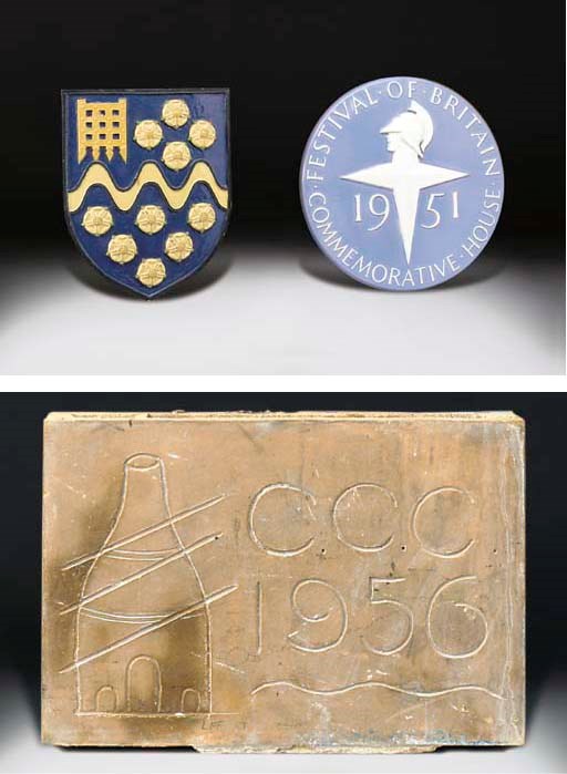 A POOLE POTTERY PLAQUE FOR THE FESTIVAL OF BRITAIN COMMEMORATIVE HOUSE, 1951