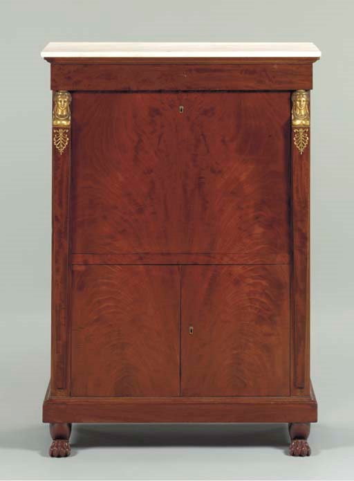 A NORTH EUROPEAN BRASS-MOUNTED AND INLAID MAHOGANY OCCASSIONAL TABLE