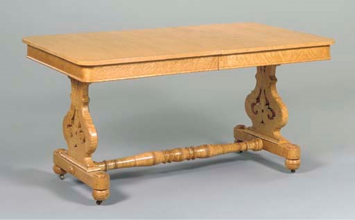 A VICTORIAN BIRD'S-EYE MAPLE EXTENDING DINING-TABLE