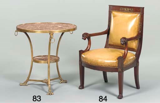 A LOUIS XVI STYLE ORMOLU AND MOTTLED PINK MARBLE GUERIDON