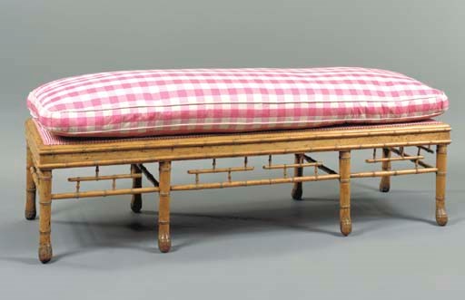A VICTORIAN SIMULATED BAMBOO LONG BENCH