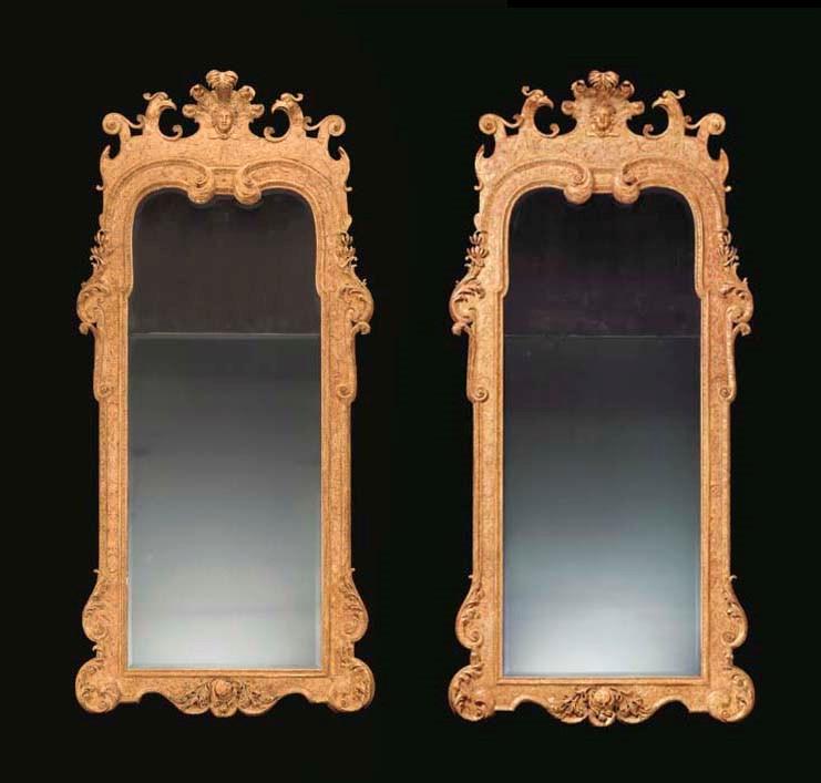 A PAIR OF GEORGE I STYLE GILT-GESSO PIER MIRRORS
