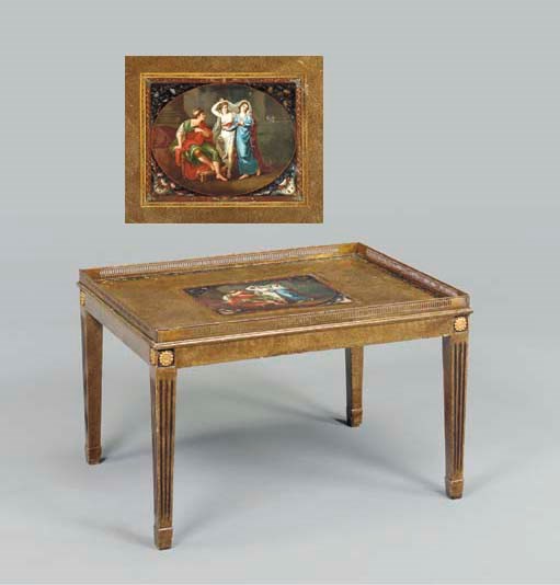 A REGENCY POLYCHROME PAINTED TOLE PANEL