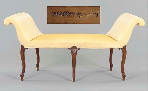 A GEORGE III MAHOGANY WINDOW-BENCH