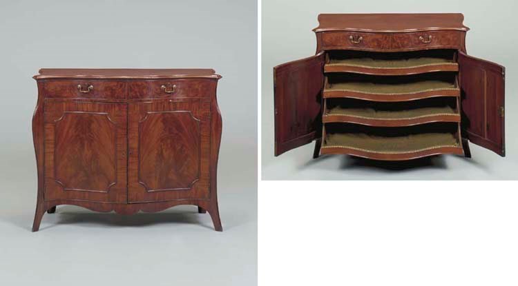 A GEORGE III MAHOGANY COMMODE
