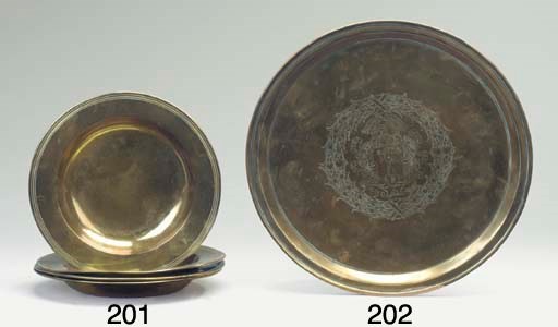 A QUEEN ANNE BRASS TAZZA