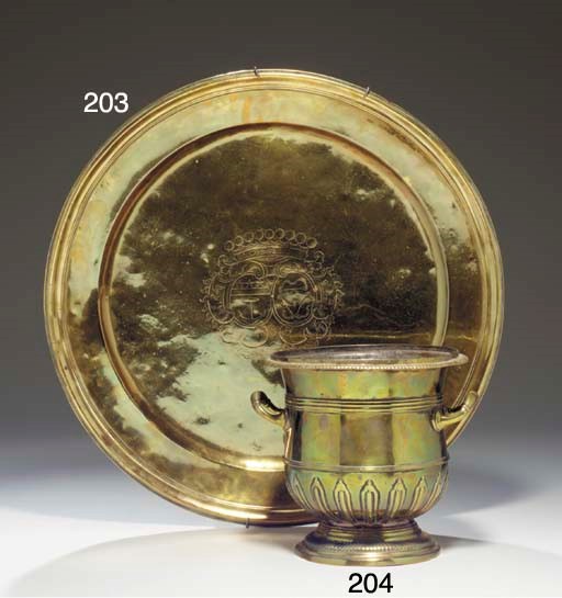 A FRENCH BRASS WINE COOLER