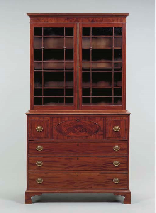 A REGENCY MAHOGANY SECRETAIRE BOOKCASE