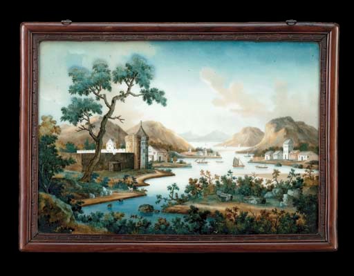 A CHINESE EXPORT REVERSE PAINTED PICTURE