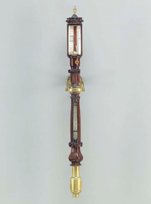 A WILLIAM IV MAHOGANY SHIP'S BAROMETER