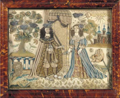 A CHARLES I SILK-EMBROIDERED STUMPWORK PICTURE**