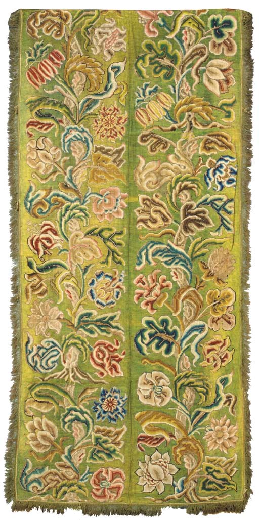 AN EARLY GEORGIAN GROS-POINT NEEDLEWORK PANEL