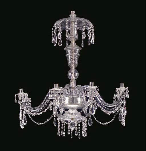 AN ENGLISH CUT-GLASS EIGHT-LIGHT CHANDELIER