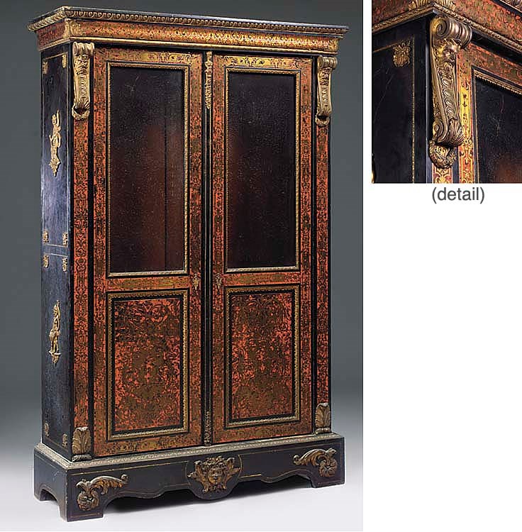 A NAPOLEON III EBONISED GILT METAL MOUNTED AND INLAID BIBLIOTHEQUE