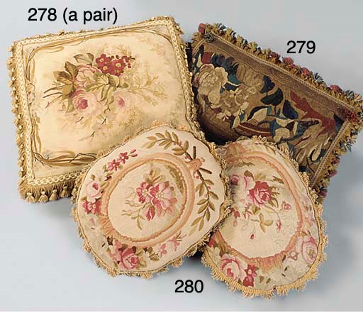 A FLEMISH TAPESTRY PANEL CUSHION