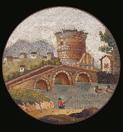 AN ITALIAN MICRO-MOSAIC ROUNDEL
