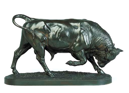 A FRENCH BRONZE MODEL OF A BULL