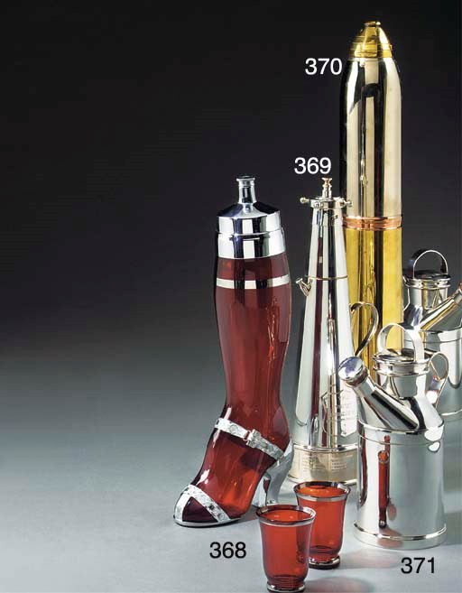 AN ASPREY SILVER PLATED 'THIRST EXTINGUISHER' COCKTAIL SHAKER