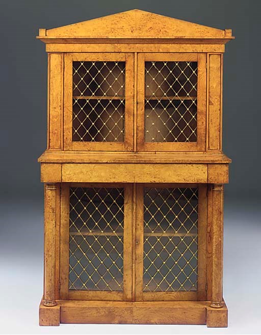 A NORTH EUROPEAN BURR ASH SIDE CABINET