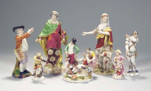 (7   A collection of seven porcelain groups