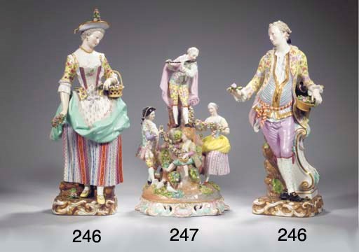 A large Saxon porcelain flower-encrusted musician group