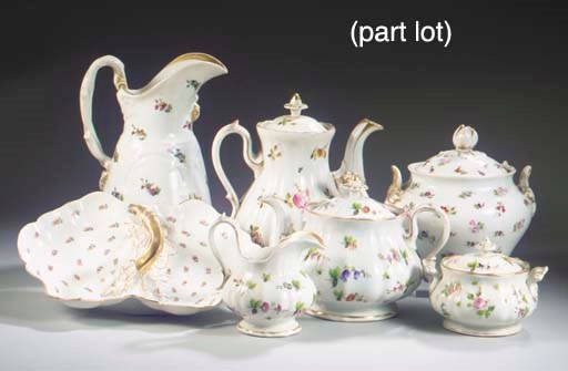 (48) An assembled French porcelain floral coffee and tea service