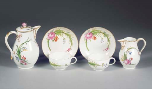 (7)  A Meissen Marcolini porcelain floral tête-à-tête